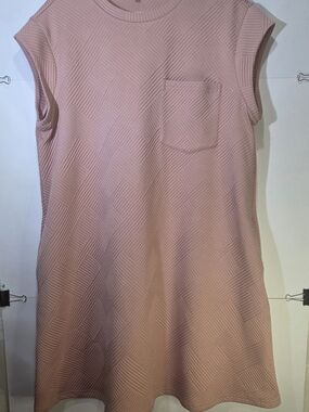 Sleeveless Dusty Pink Textured Midi Dress with Pocket